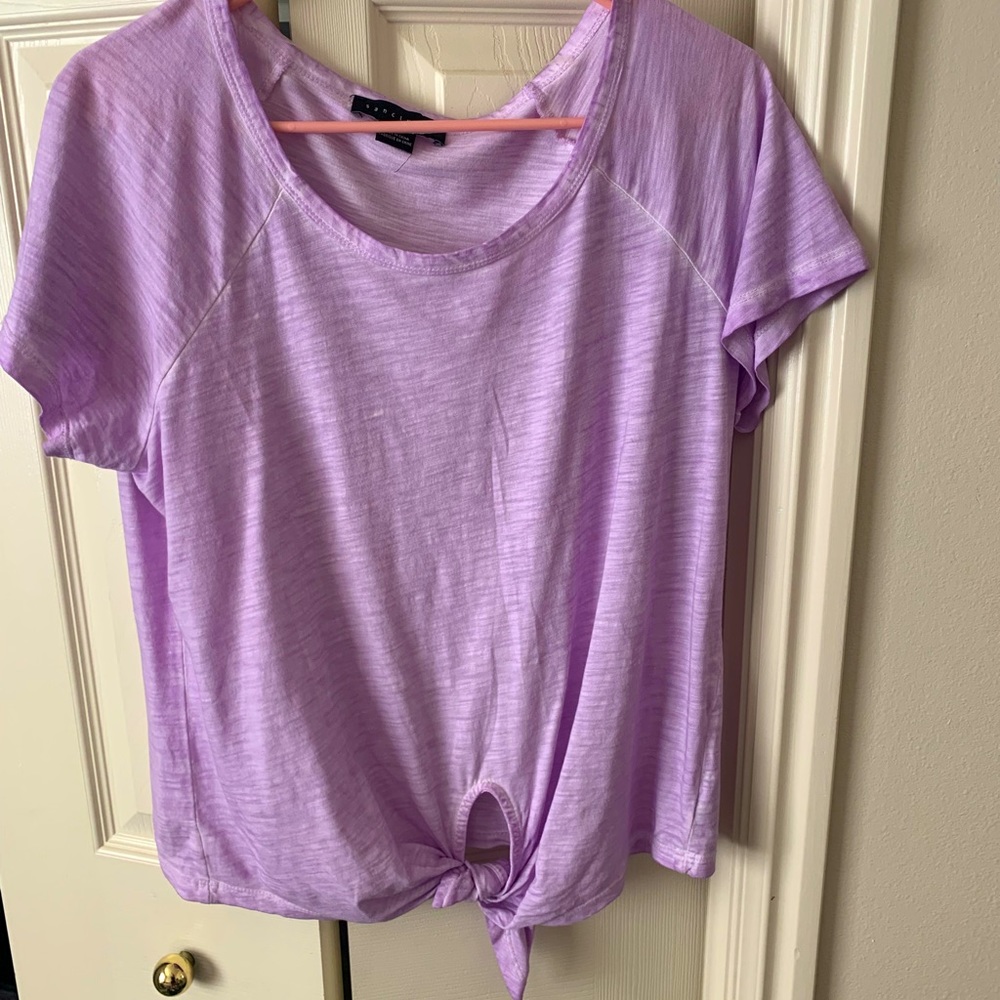 Sanctuary lavender tie-front short sleeve top M
